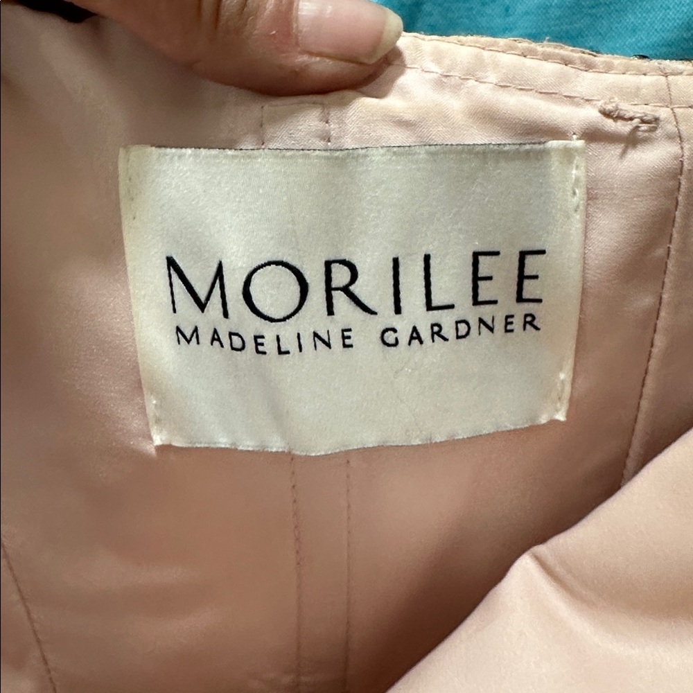 Morilee Madeline Gardner XV años Dress Rose Gold Sz 14 w/ Corset - Picture 9 of 11